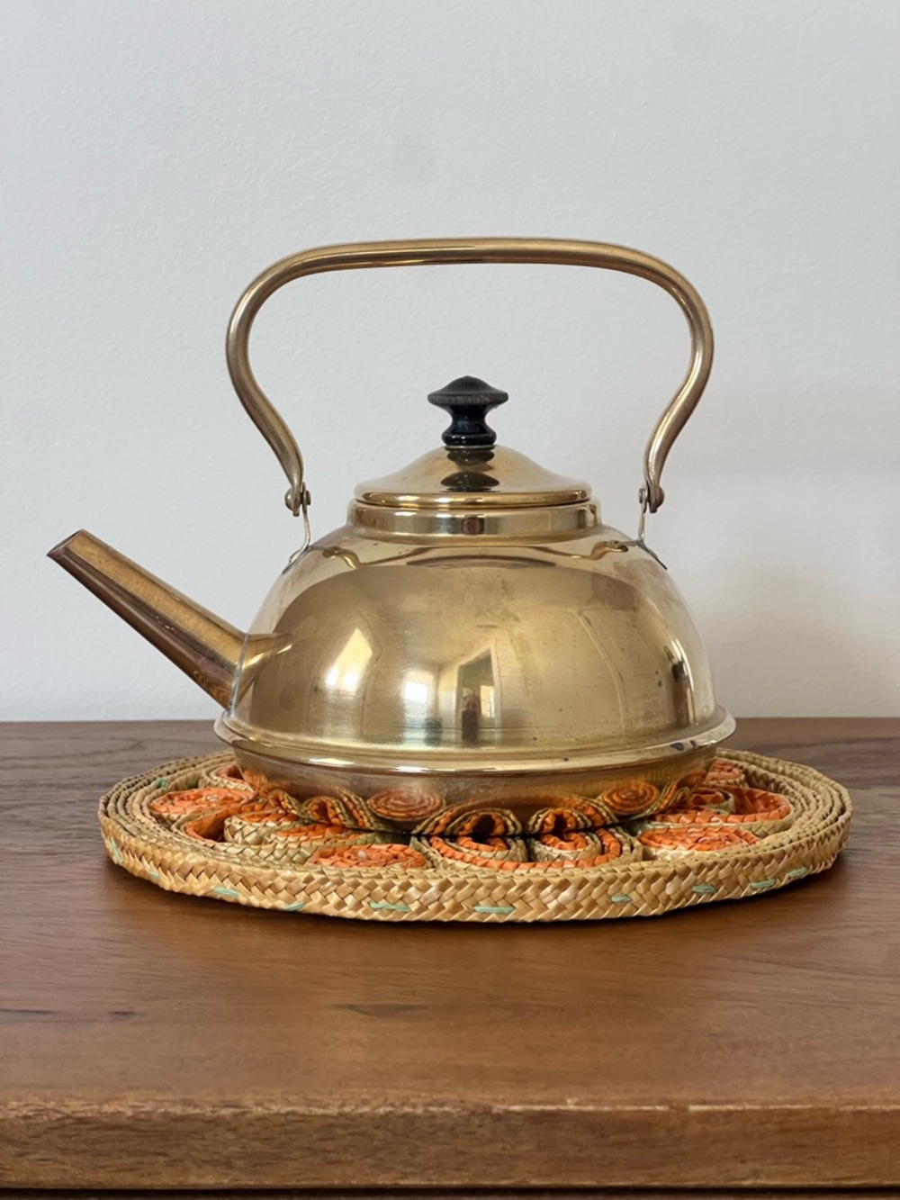 Vintage Small Brass Tea Kettle - Mid-Century Modern Decorative Teapot